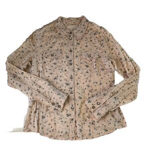 I Love H.Eighty One Floral Pearl Snap Western Shirt Pink Blue Women's Large